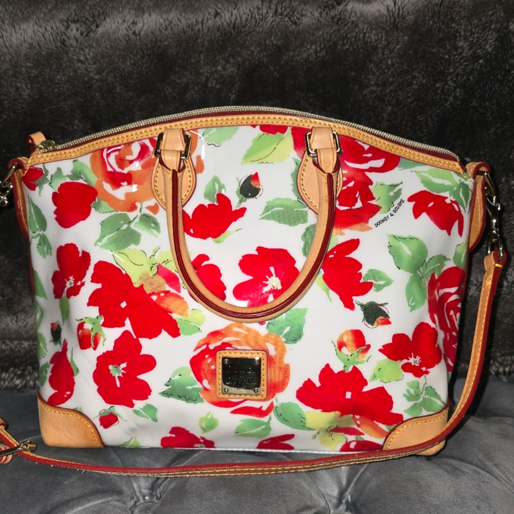 Dooney & Bourke Floral Satchel - Red and Green